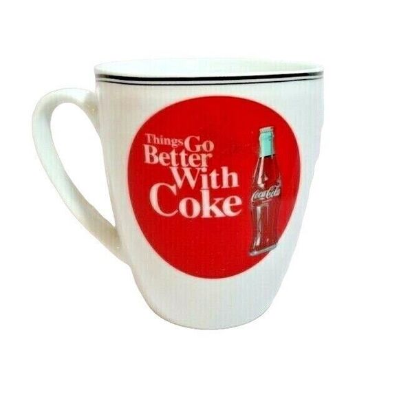 The Coca-Cola Company Coffee Mug THINGS GO BETTER WITH COKE Teacup Ceramic Gift - Picture 2 of 3